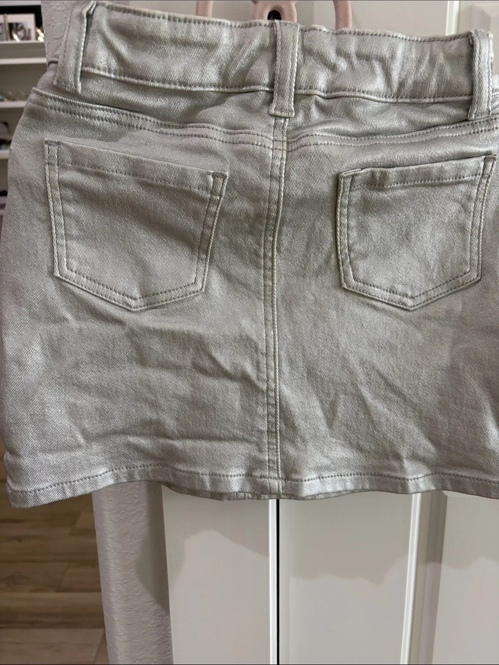 Girl’s FabKids Sz7 Metallic Silver Denim Mini Skirt